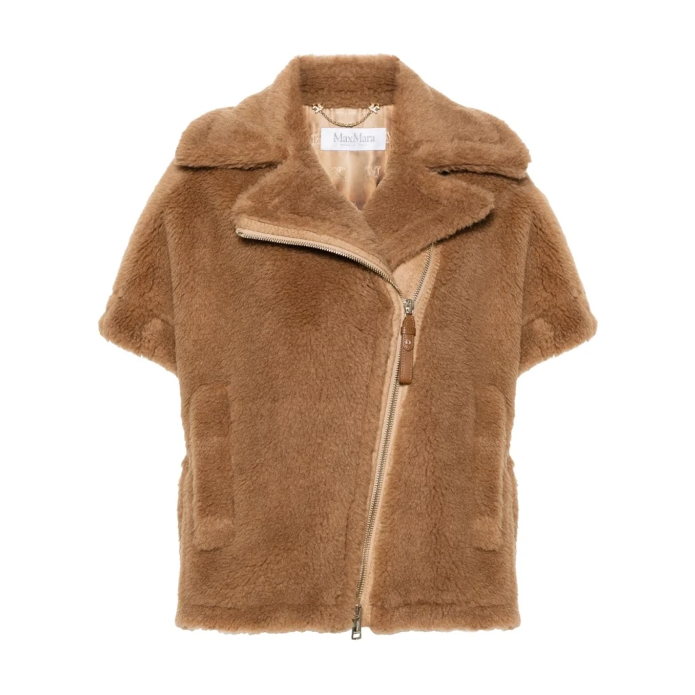 Max Mara Brun Shearling Kappa Newmanto Stil Brown, Dam