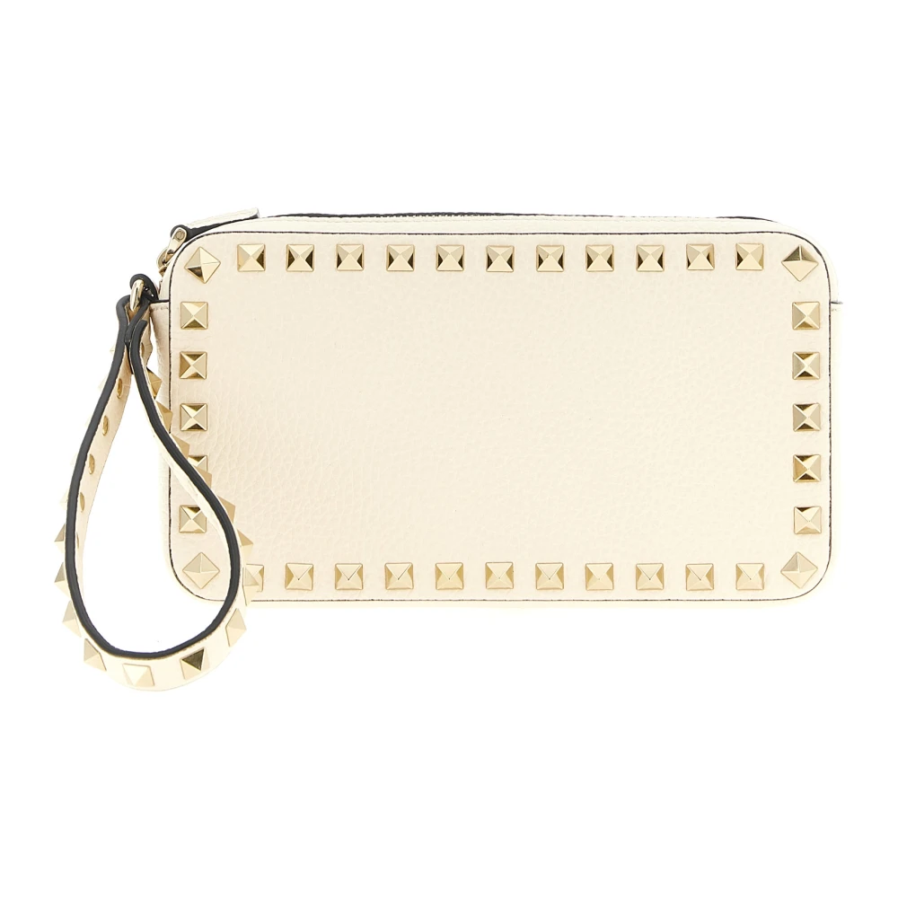 Valentino Garavani Women's White Clutches, One Size, Rockstud Clutch