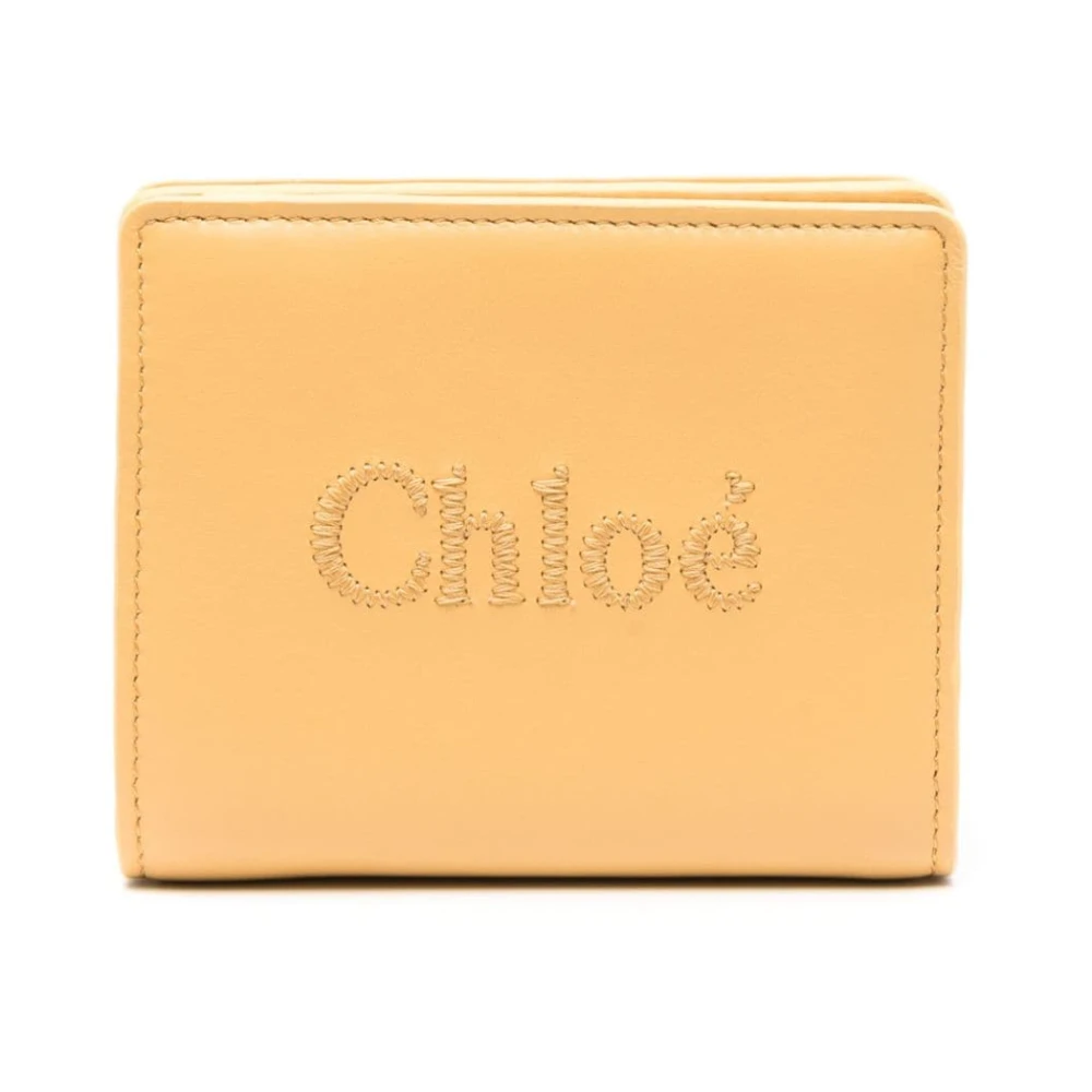 Chloé Geborduurde Bi-Fold Portemonnee Beige Dames
