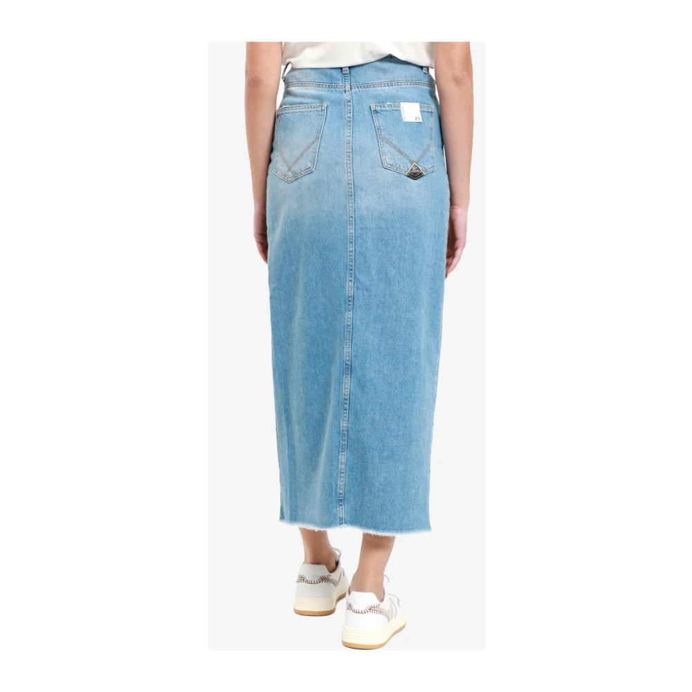 Roy Roger's Denim Rok met Hoge Taille en Voorsplit Blue Dames