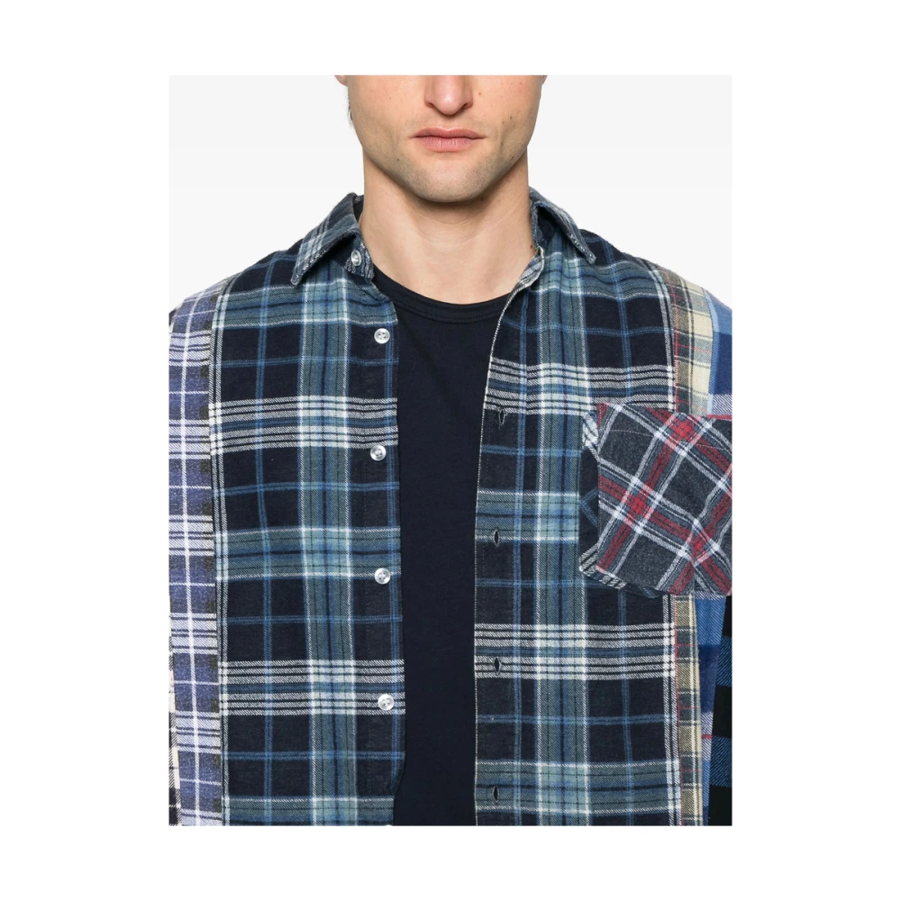 Needles Navy Blue Overhemd met Knoopsluiting Multicolor Heren