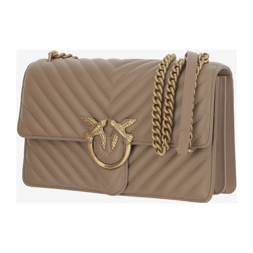 pinko Chevron Quilted Love Birds Schoudertas Beige Dames