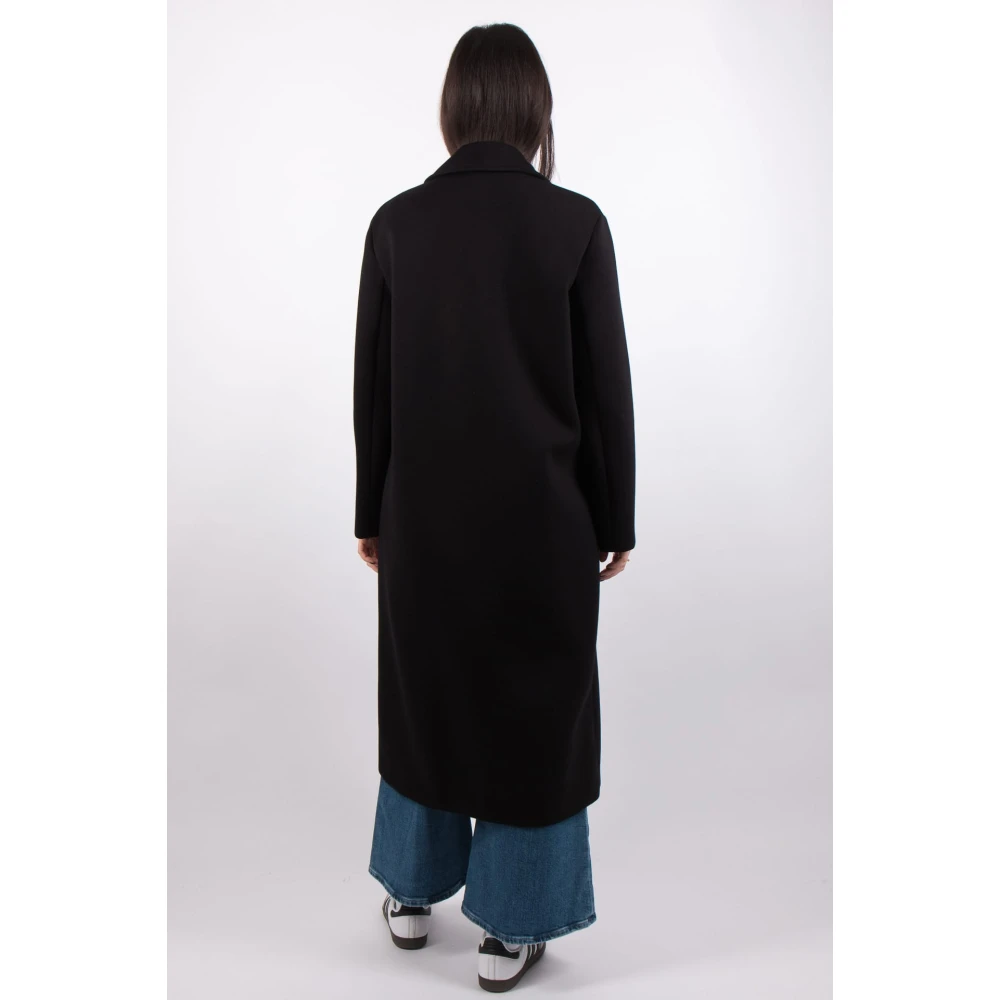 Max Mara Zwarte Jersey Mantel Radice Stijl Black Dames