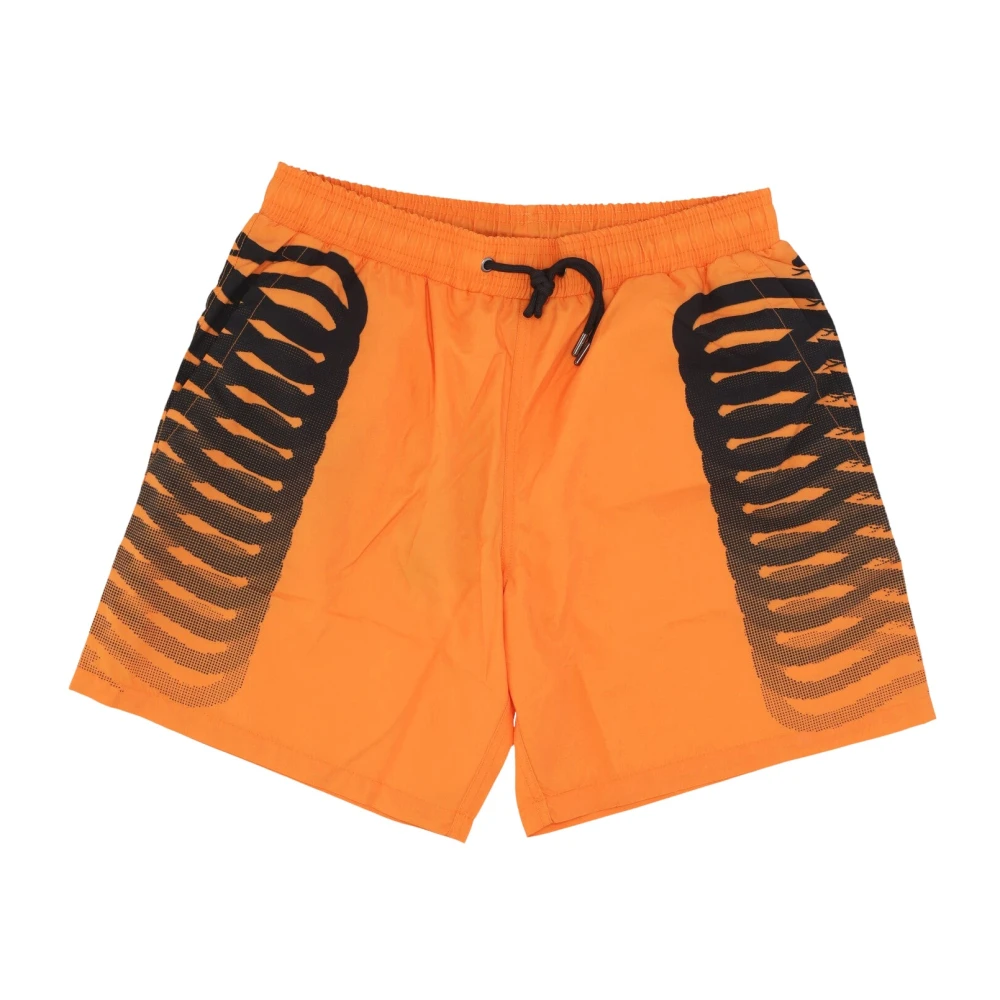 Propaganda Ribbed Swim Shorts Orange Black Orange Heren