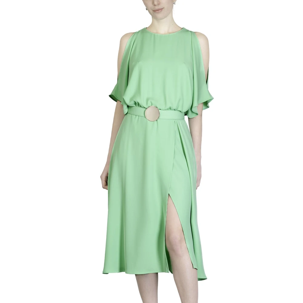 Simona Corsellini Midi jurk met riem Green Dames