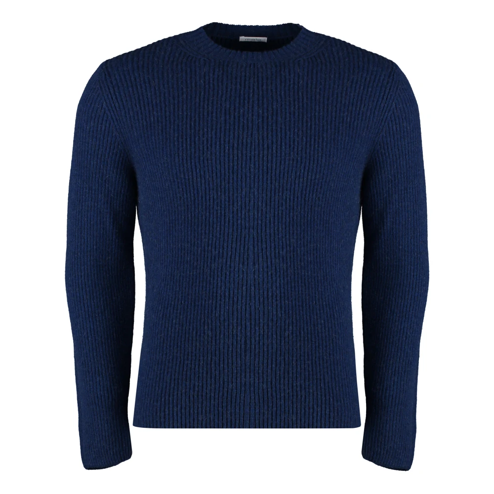 Malo Ribgebreide kameel trui Blue Heren