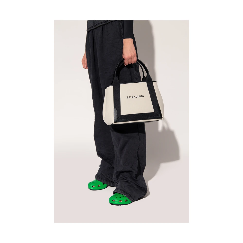 Balenciaga Navy Small Cabas Bag Beige Dames