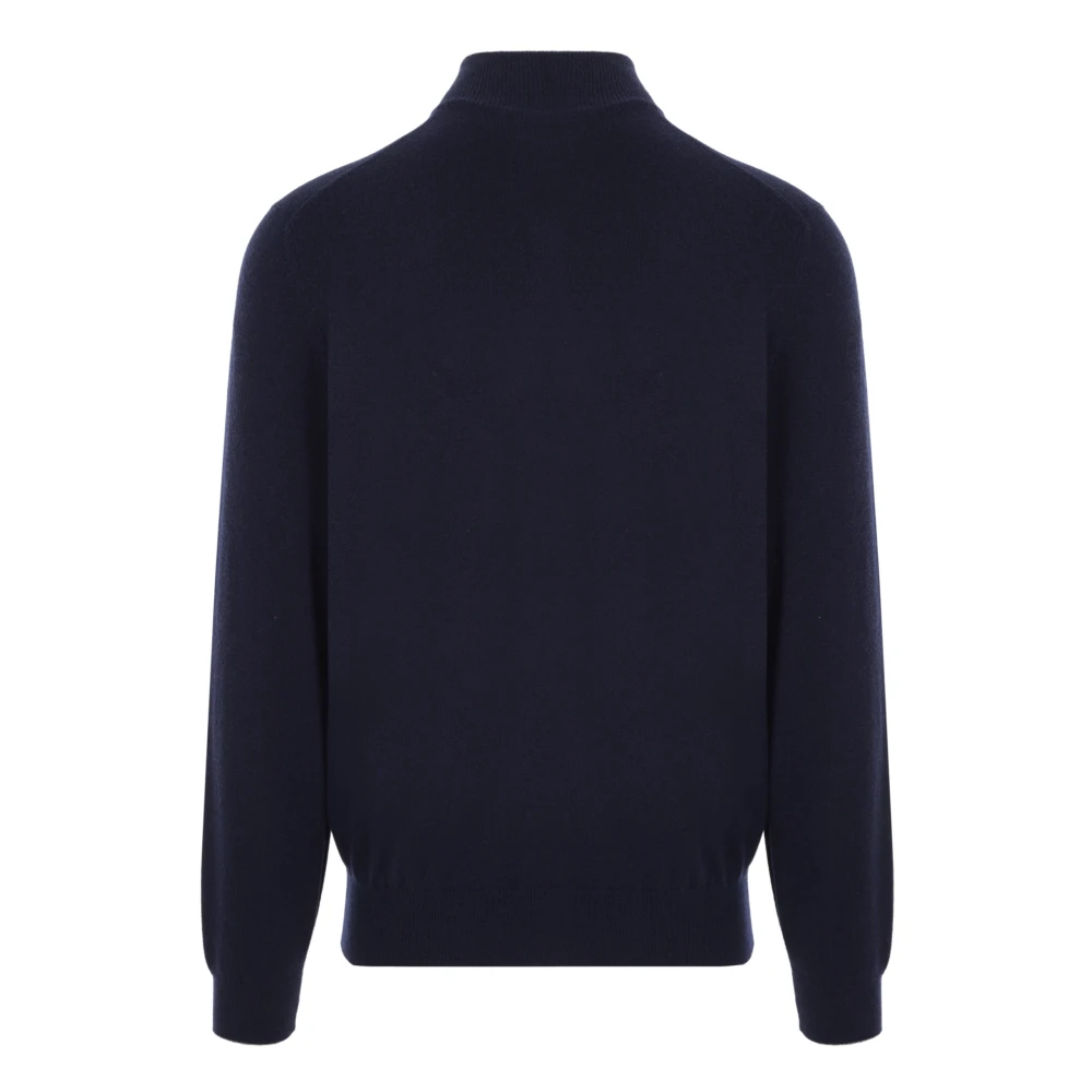 BRUNELLO CUCINELLI Navy Cashmere Zip Sweater Blue Heren