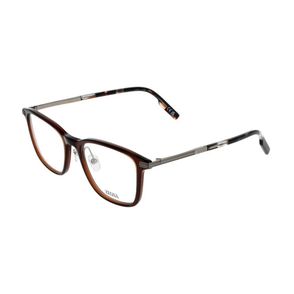 Ermenegildo Zegna Bruine Rechthoekige Optische Monturen Brown Heren