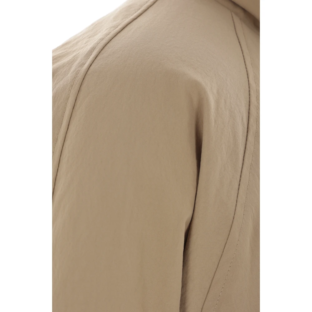 BRUNELLO CUCINELLI Beige Nylon Donsjas met Hoge Kraag Brown Dames