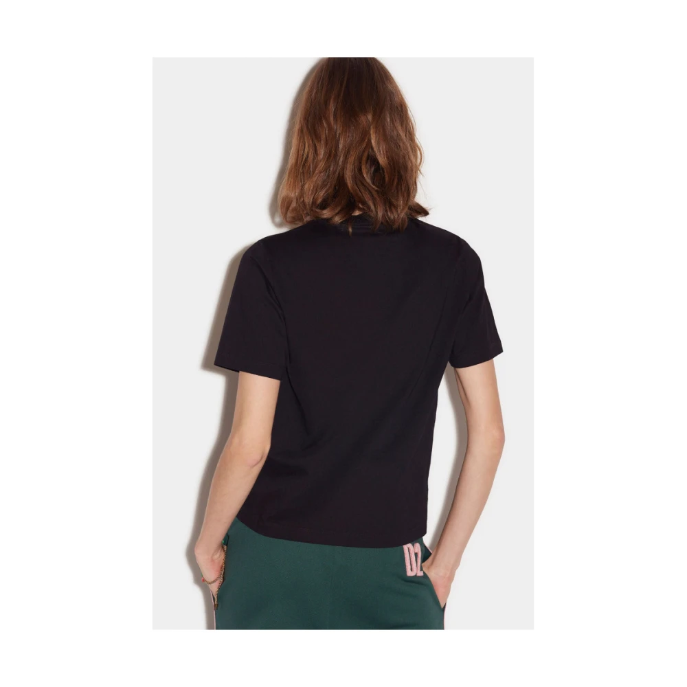 Dsquared2 Icon Splatter Cool Zwart T-Shirt Black Dames