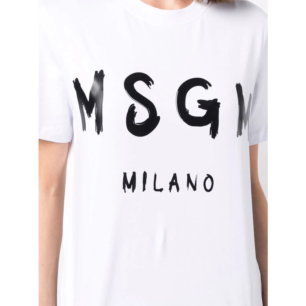 Msgm Katoenen T-shirt met uniek ontwerp White Dames