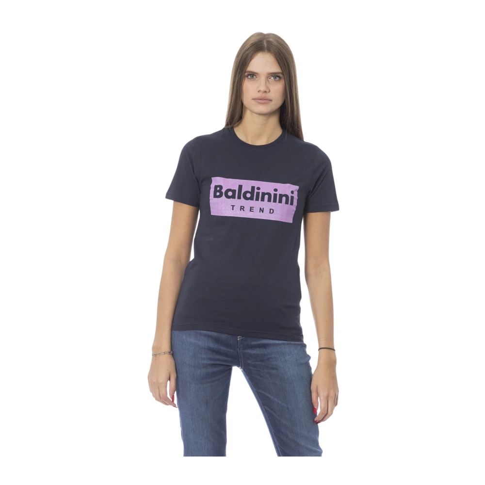 Baldinini Trendy T-shirt met voorprint Blue Dames