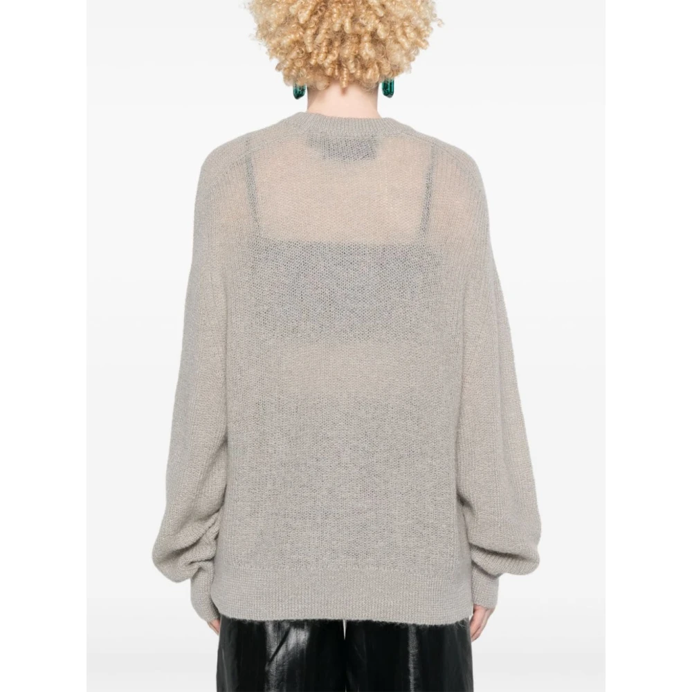 Rotate Birger Christensen Grijze Geribbelde Trui met Ronde Hals Gray Dames