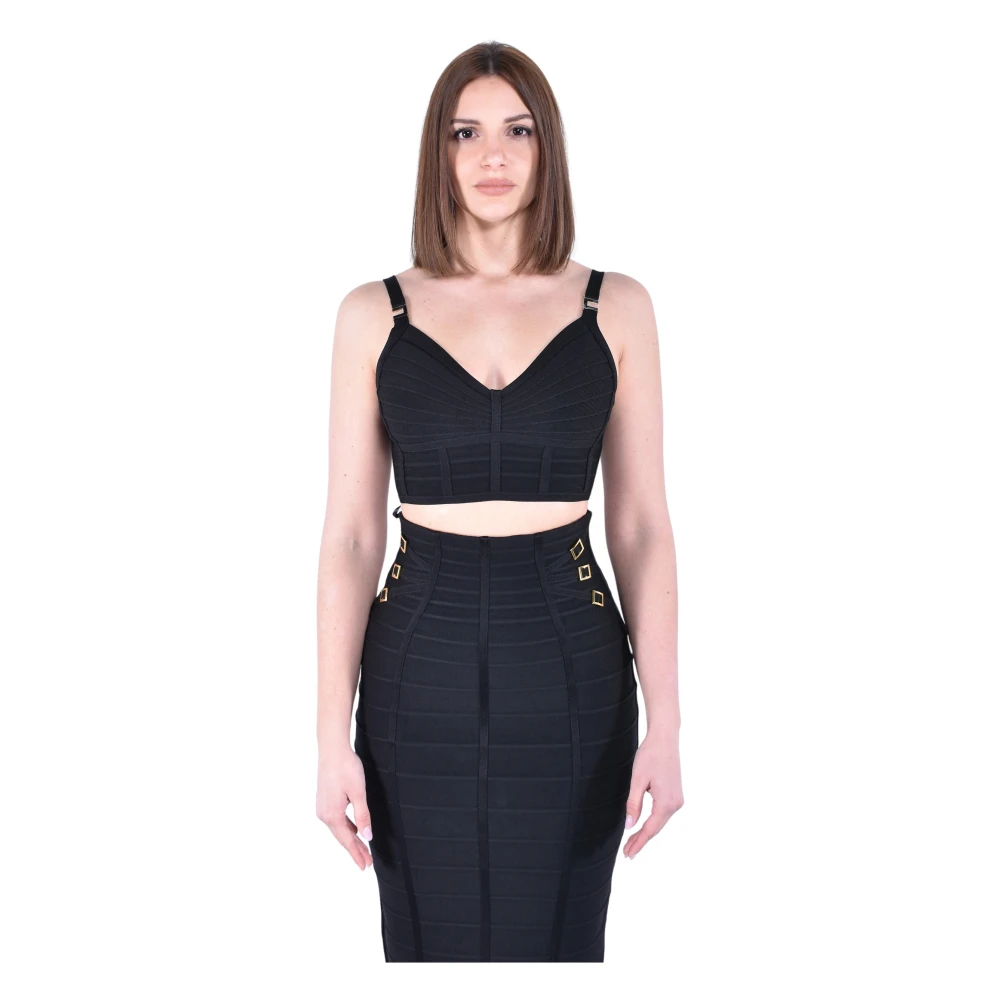 Elisabetta Franchi Women's Black Top In Maglia - Sleeveless Tops - M - Tops