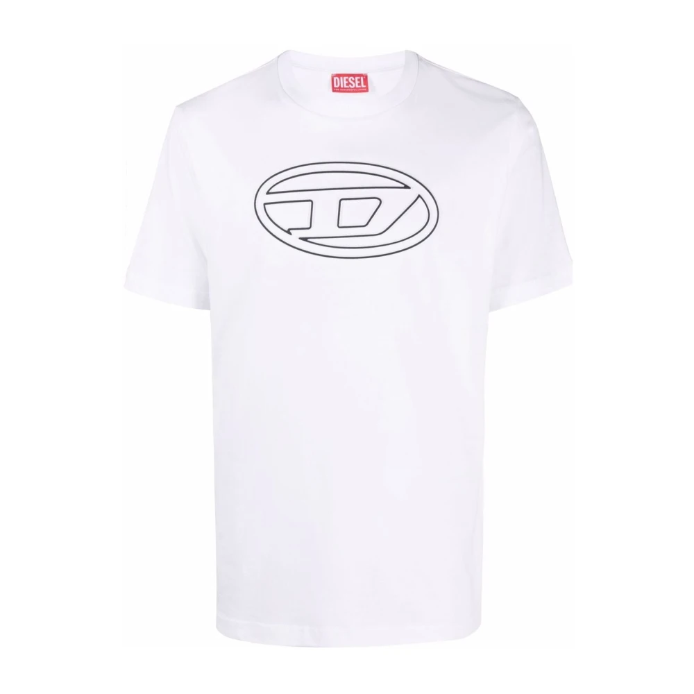 Diesel Vit T-shirt med tryck White, Herr