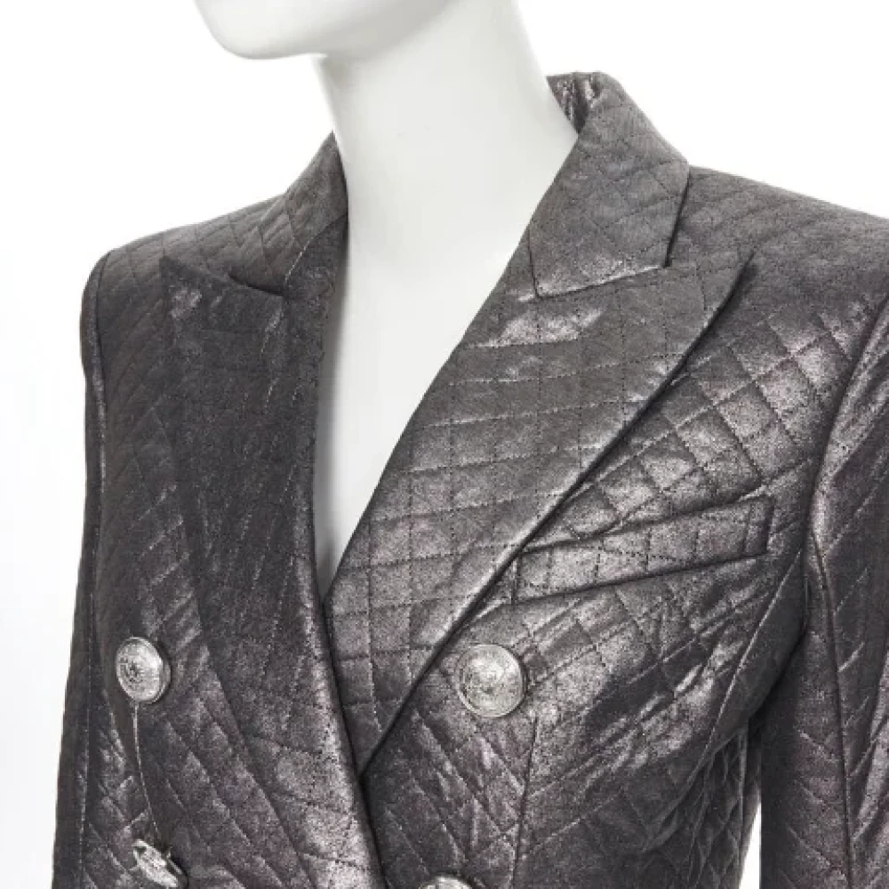Balmain Pre-owned Fabric outerwear Gray Dames