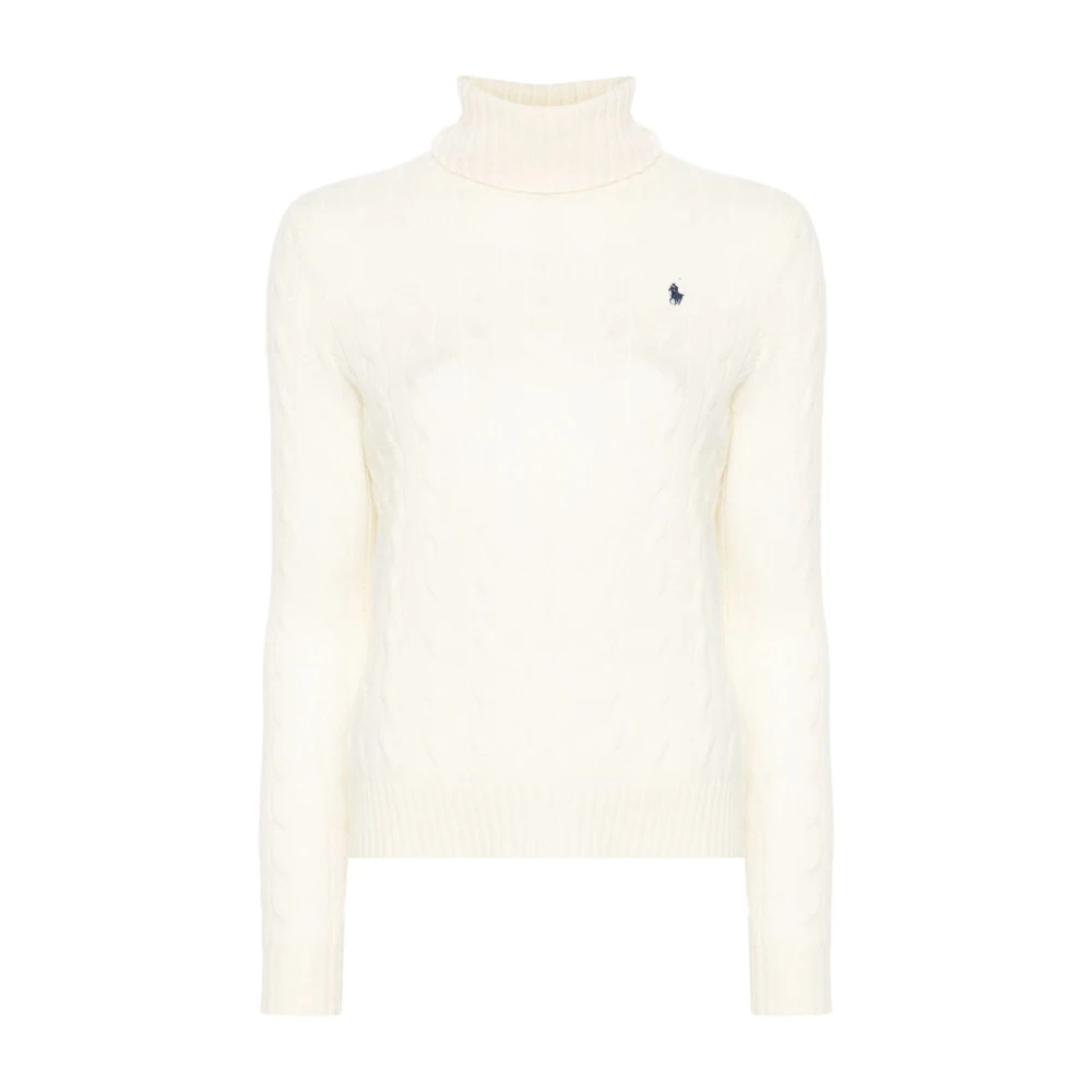 Polo Ralph Lauren Women's Beige Cable-Knit Turtleneck Sweater
