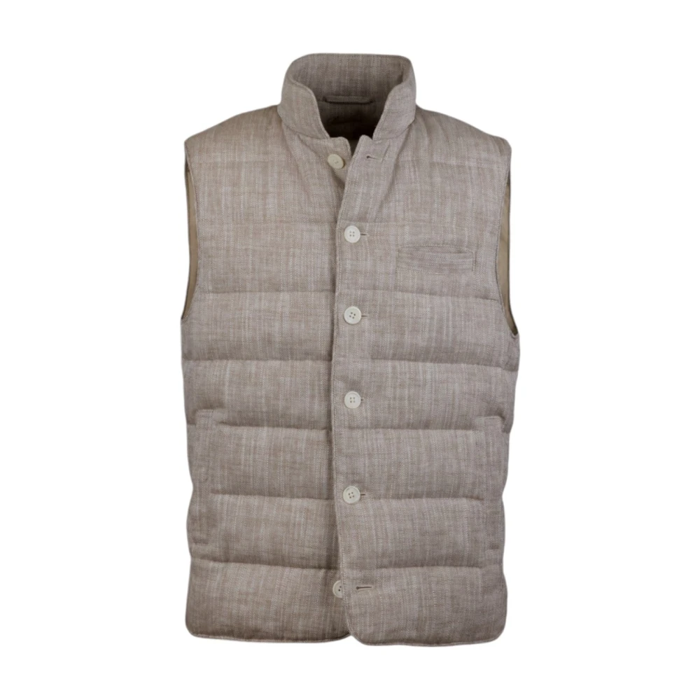 Stenströms Dons gewatteerd vest met parelmoer knopen Beige Heren