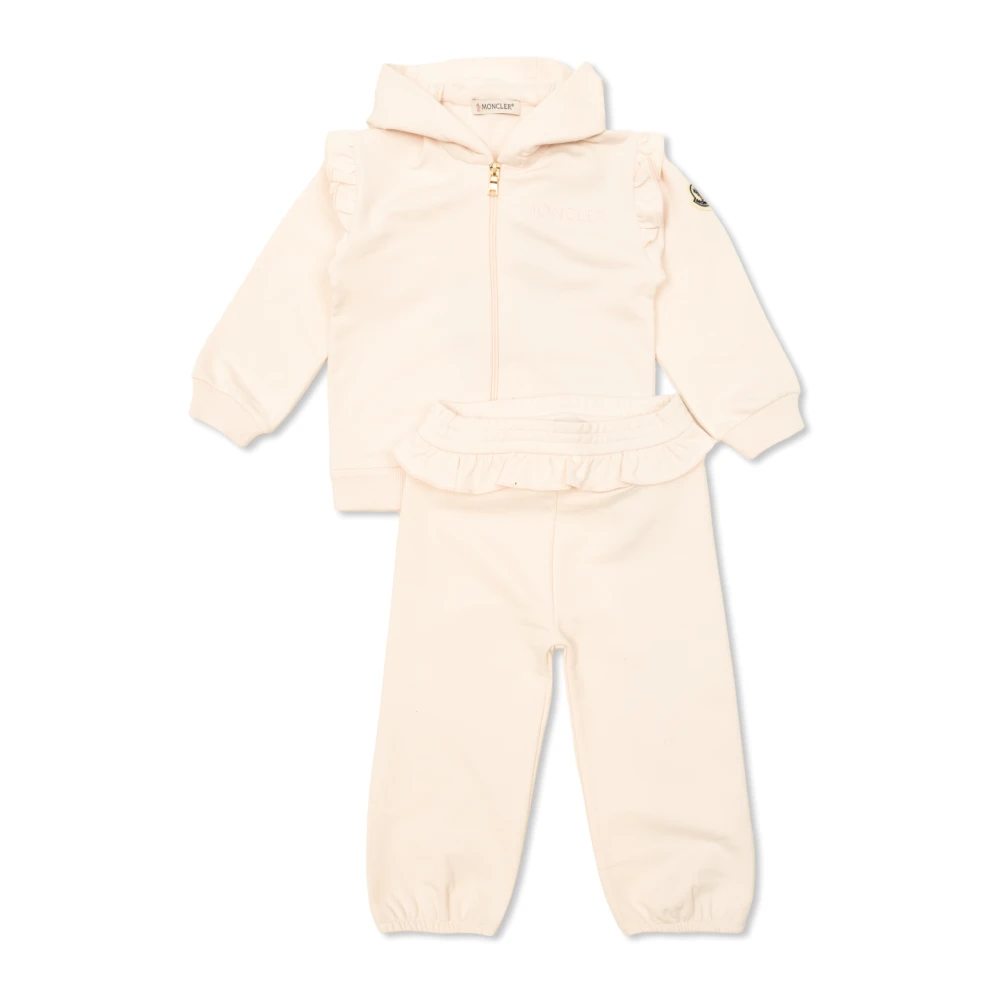 Moncler , Kids Sport Sets, Unisex, Pink, 18 M, Ruffle-Trimmed Cotton Set