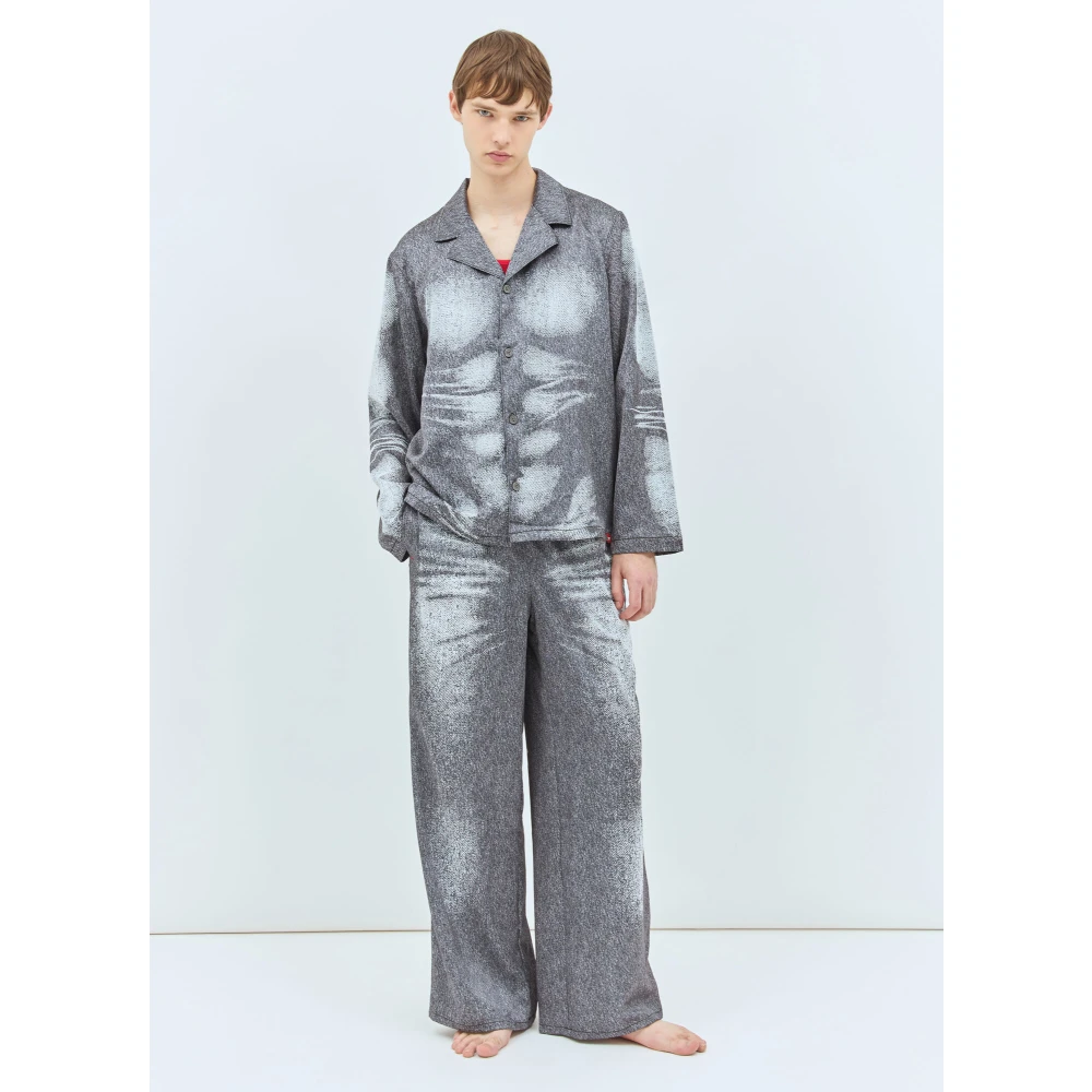 Diesel Grafische Print Slaapbroek Gray Heren