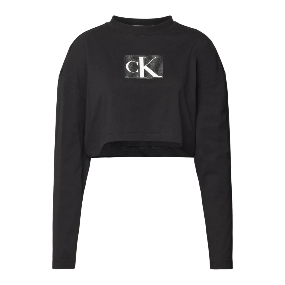 Calvin Klein Jeans Kort shirt met lange mouwen en labeldetail model 'SEQUIN'