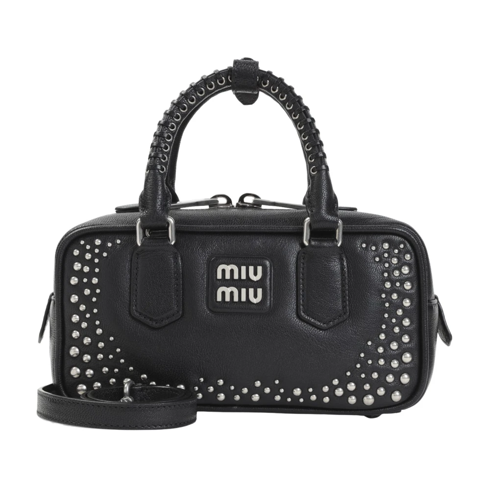 Miu Miu Women's Black Arcadie Studded Leather Bag - Image 3