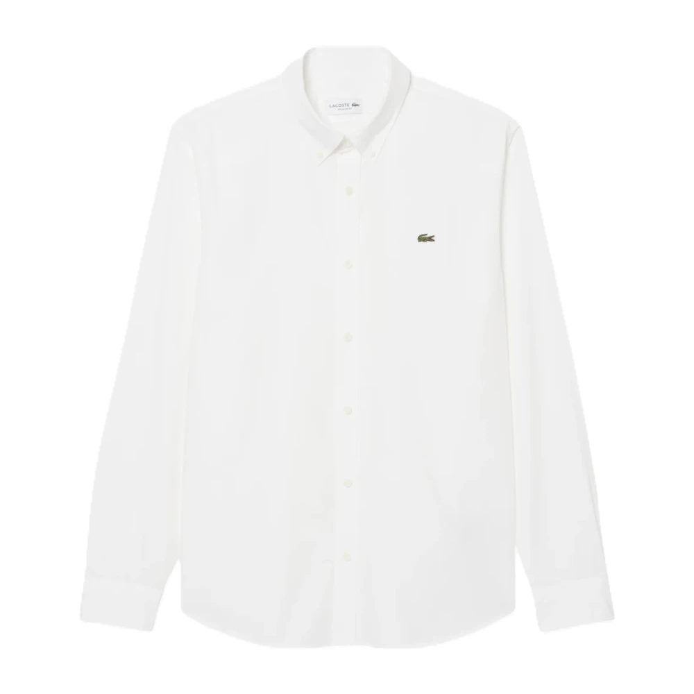 Lacoste Men's White Casual Shirts, M, Regular Fit Stretch Poplin Shirt