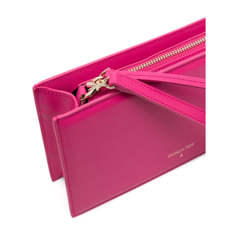 PATRIZIA PEPE Fuchsia Leren Schoudertas met Logo Pink Dames