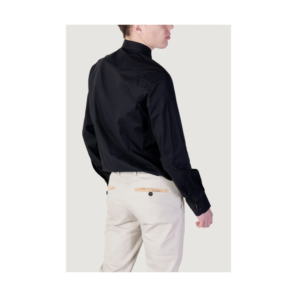 Alviero Martini 1a Classe Zwart Katoenen Overhemd Lente Zomer Collectie Black Heren