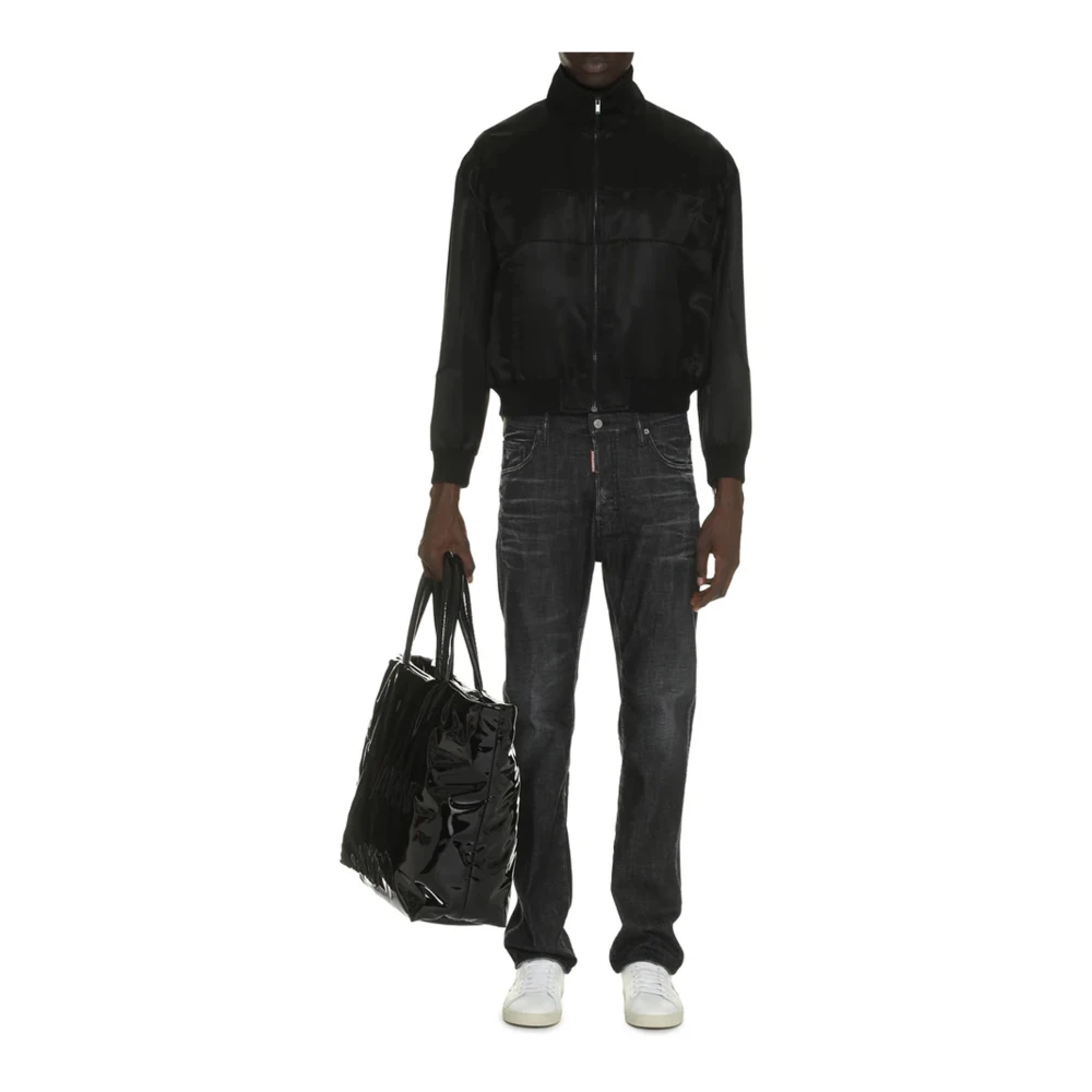 Saint Laurent Geborduurde Jas met Volledige Ritssluiting Black Heren