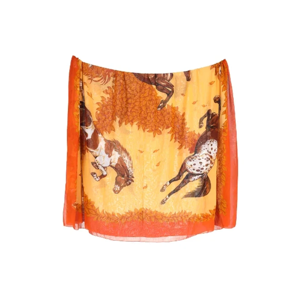 Hermès Vintage Pre-owned Cotton scarves Orange Dames