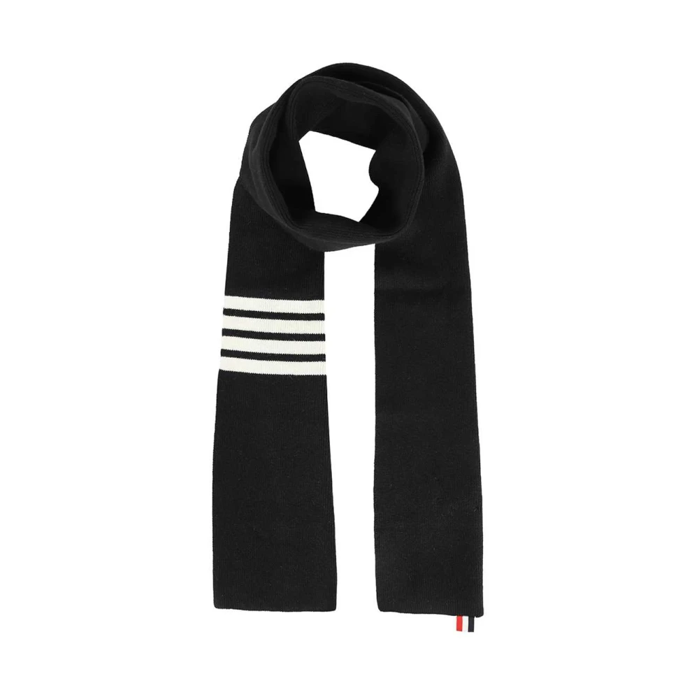 Thom Browne Luxe Cashmere Geribbeld Gestreept Sjaal Black Heren