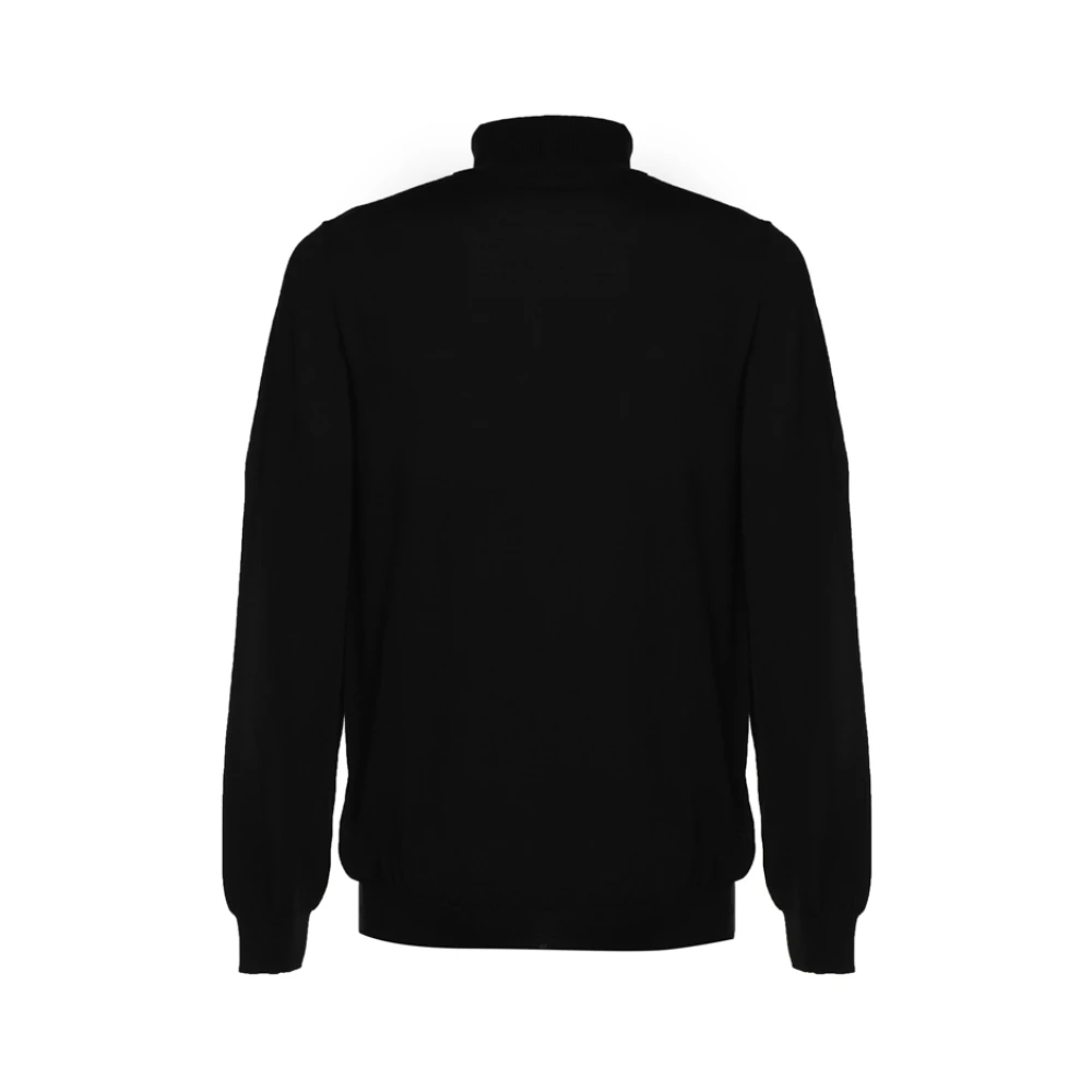 Zanone Zwart Fijngebreide Hoge Hals Trui Black Heren