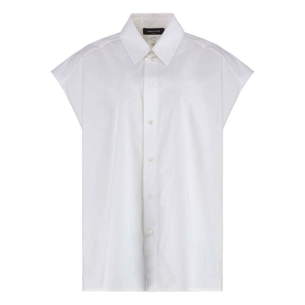Fabiana Filippi Geknoopte Katoenen Blouse Ronde Zoom White Dames