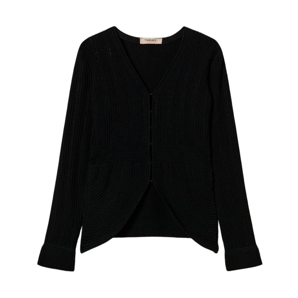 Twinset Zwart Geribbelde Gebreide Blazer Black Dames