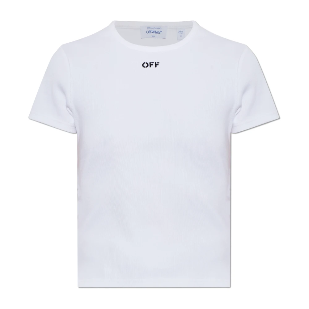 Off White , T-Shirts, Female, White, M, Off Stamp Ribbed Basic T-Shirt - Image 3