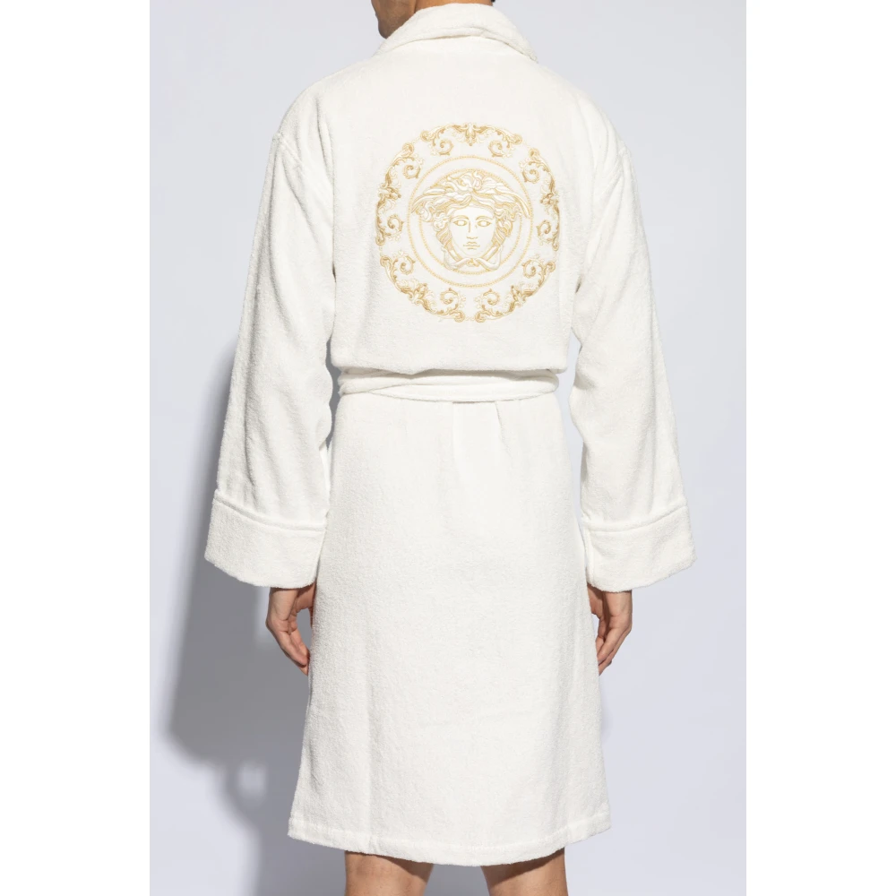Versace Badjas met logo White Heren