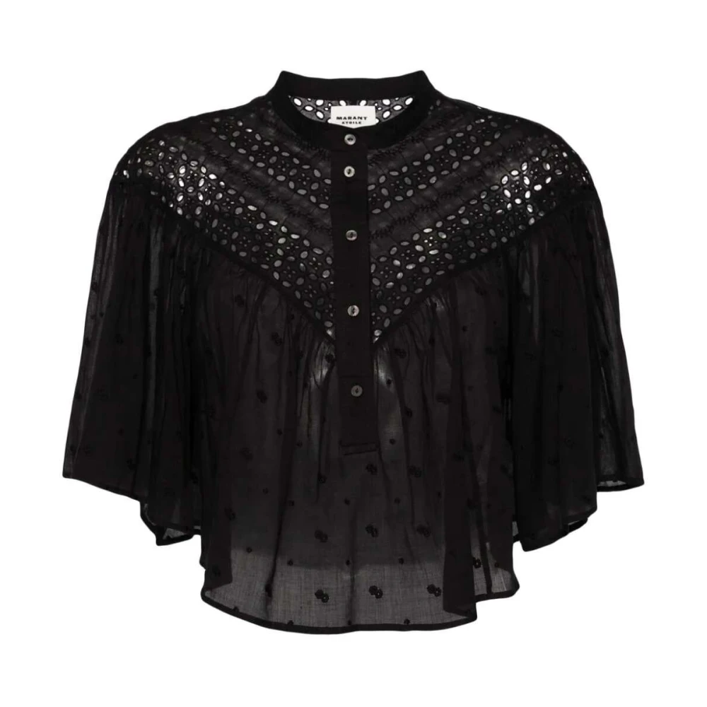 Isabel Marant Étoile Zwarte Broderie Anglaise Shirt Black Dames