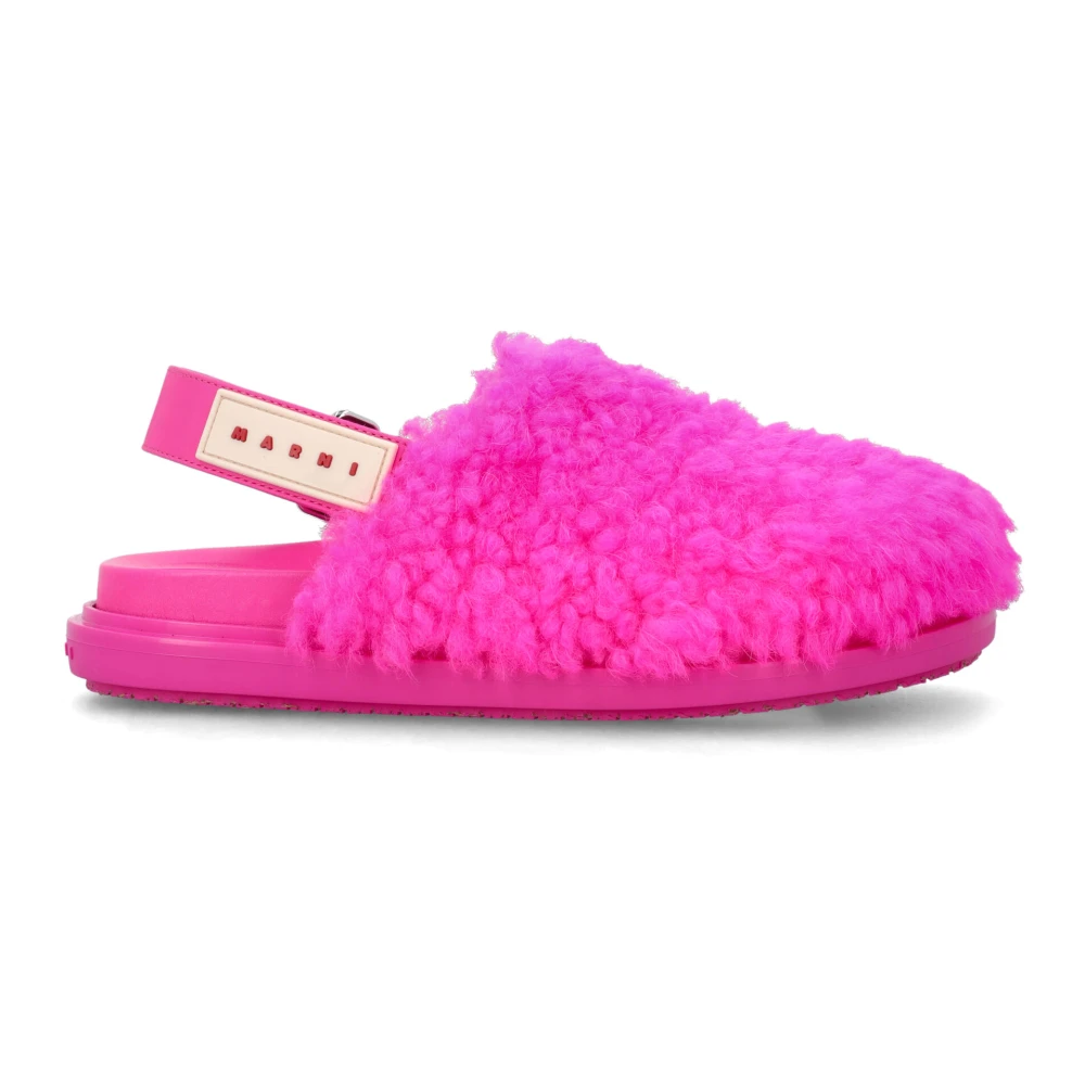 Marni Shearling Fussbet Mules Pink Aw23 Pink Dames