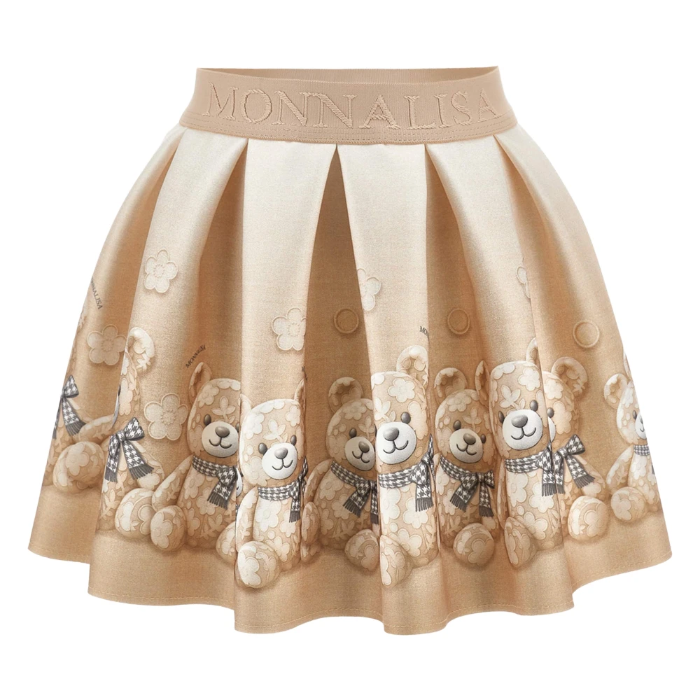 Monnalisa Neoprene Teddy Bear Skirt - Female - Kids Skirts - Beige - 2 Y | 92 Cm - Kids