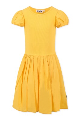 yellow-short-sleeved-cotton-dress