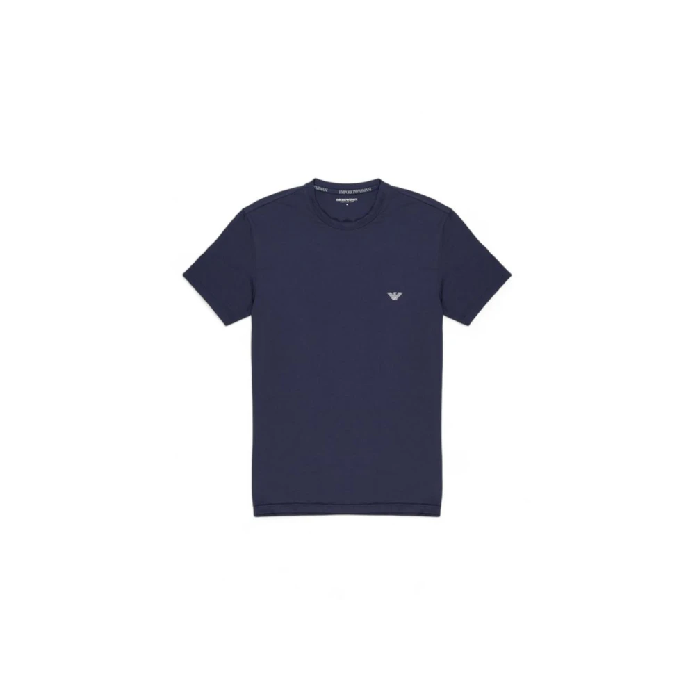 Emporio Armani Blå Modal T-shirt Höst/Vinter Kollektion Blue, Herr