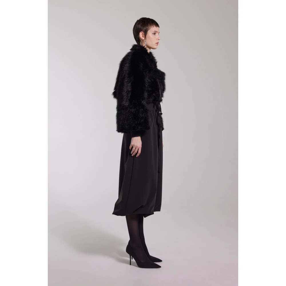 Stutterheim Zwarte Faux Fur Korte Jas Black Dames