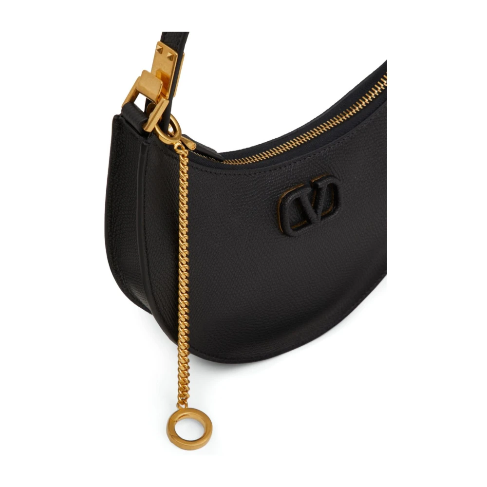 Valentino Garavani Zwarte V-Sling Mini Hobo Tas Black Dames