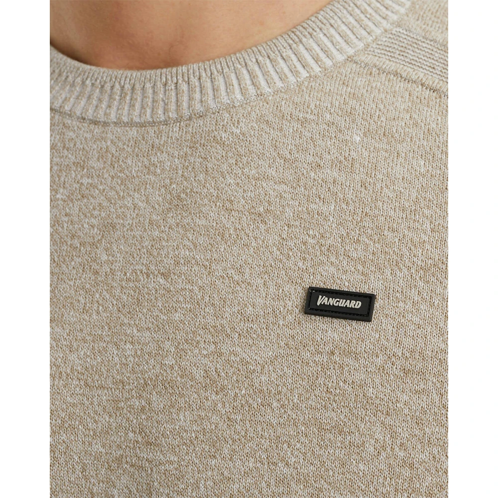 Vanguard Ronde Hals Katoen Linnen Pullover Beige Heren