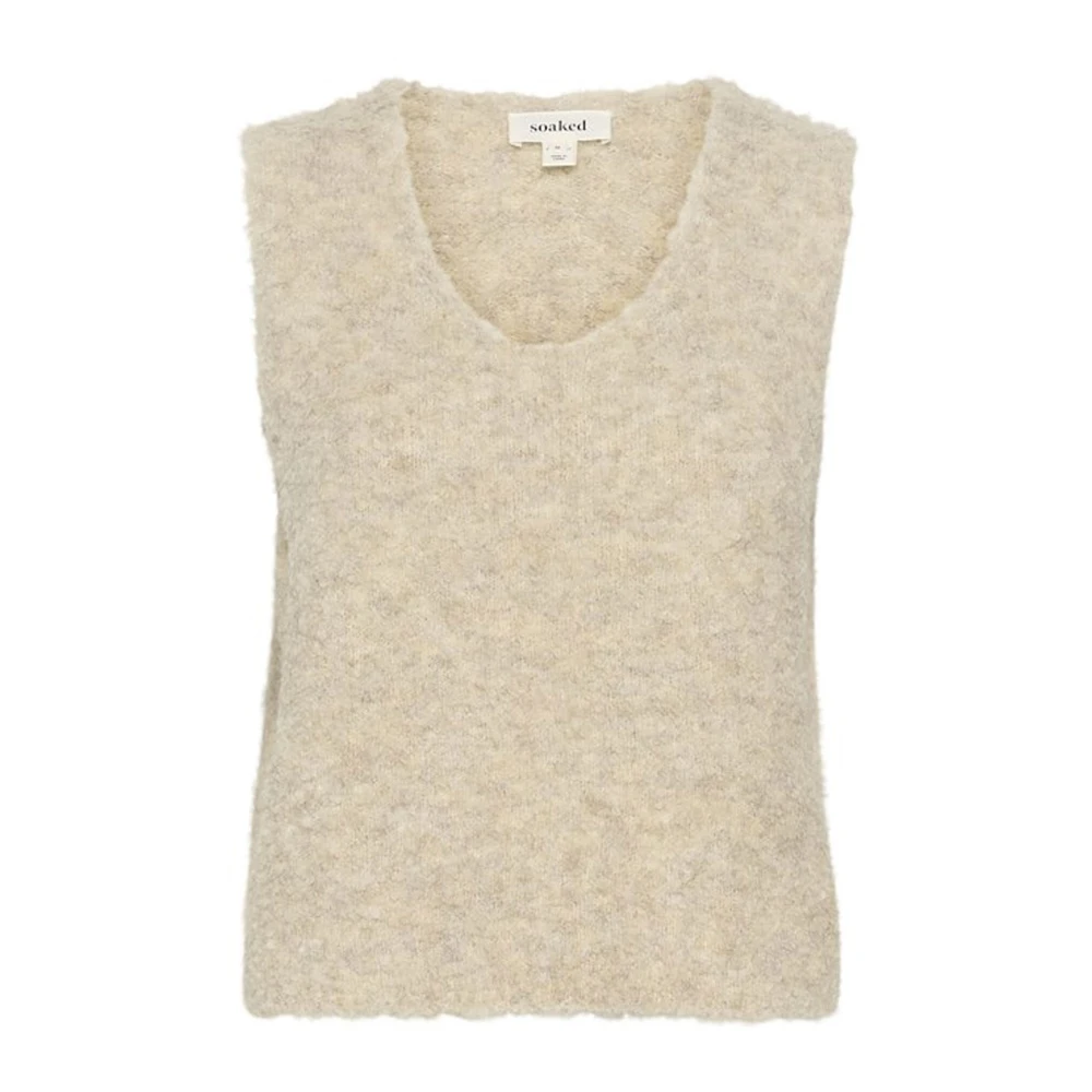 Soaked in Luxury Zachte Gebreide Vest Haver Melange Beige Dames