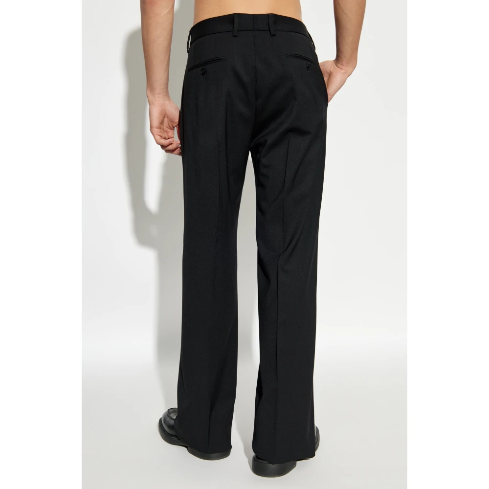 Dolce & Gabbana Wollen broek met vouwen Black Heren