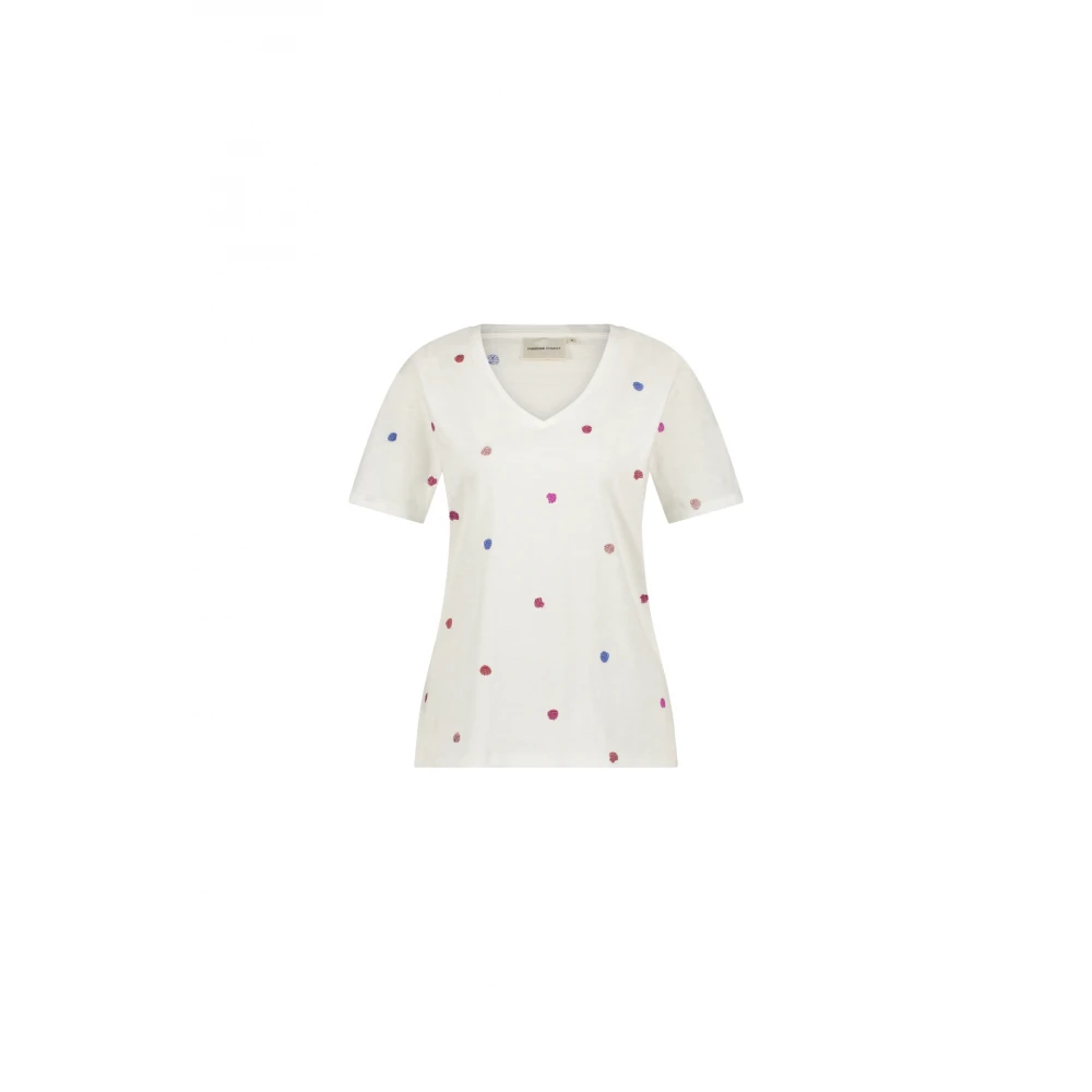 Fabienne Chapot Geborduurde V-hals T-shirt White Dames