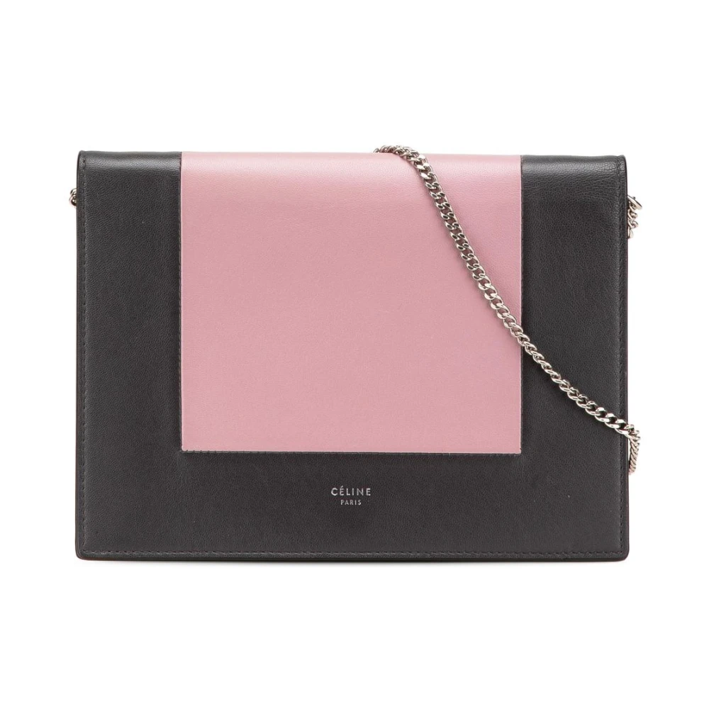 Celine Vintage Women's Pink Pre-Owned Elegant Leather Wallet-On-Chain Clutch